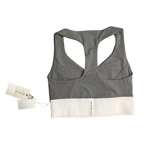Good American Bra WMNS‎ XS Core Racer Sports Heather Grey White Elastic Band 0 - Picture 6 of 10